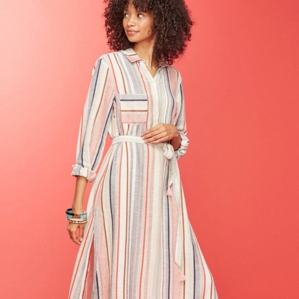 Sz Sm Roller Rabbit Danae Striped Yarn Dye Kurta Multicolor Striped Cotton Dress